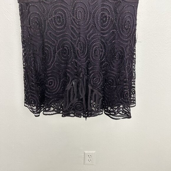 VTG Purple Handmade Silk Crochet Battenburg  Sheer Lace Overlay Midi Skirt Sz 1X - Picture 4 of 9